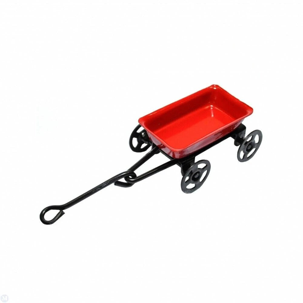 Pull Along Metal Cart, Dolls House Miniature Nursery Accessory, 1.12 Scale