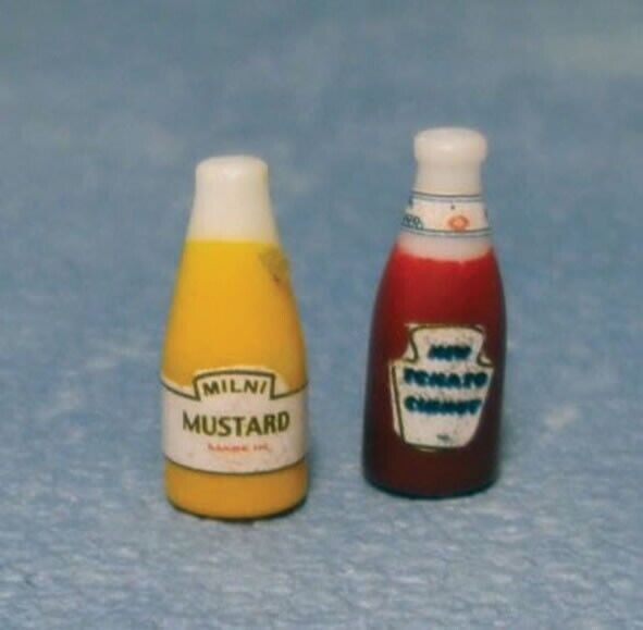 Ketchup & Mustard, Food & Drink Doll House Miniature Accessories, 1:12 Scale