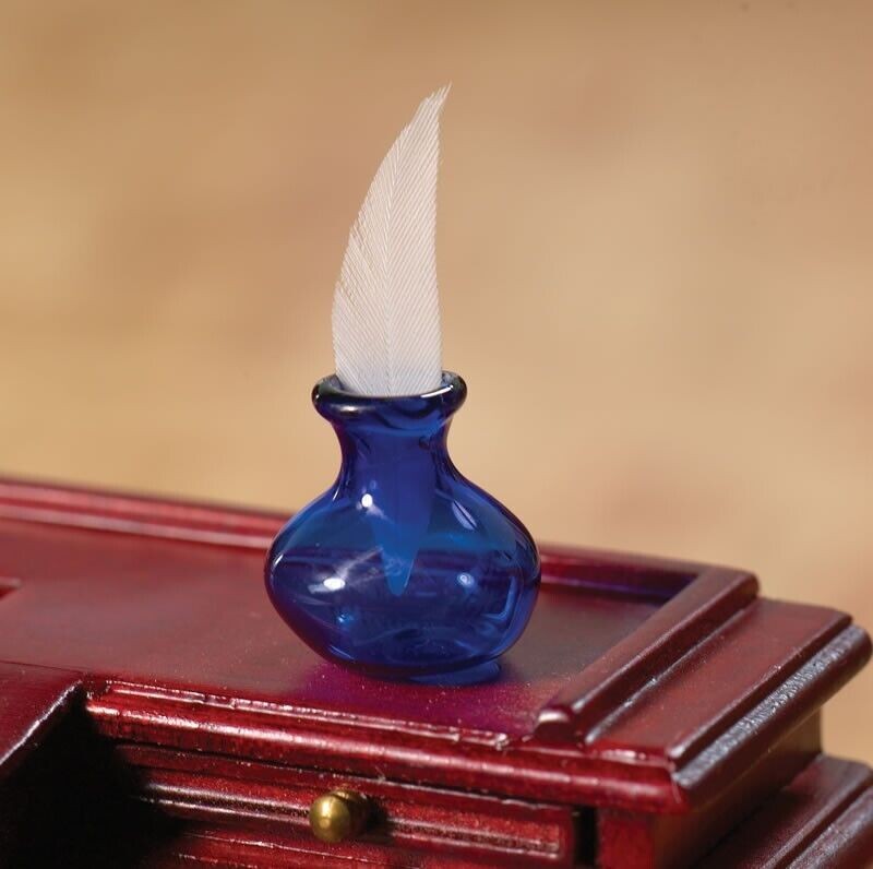 Ink Pot with Quill, Dolls House Miniature Accessory Study, 1.12 Scale Miniatures