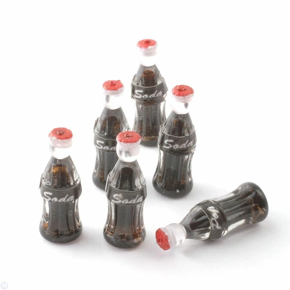 6 Bottles Of Pop / Soda / Cola, Dolls House Miniature, Drink Miniatures