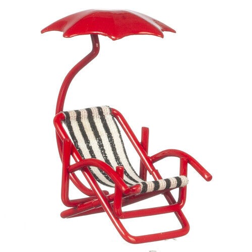 24th Scale Chair & Umbrella, Dolls House Miniature, Beach 1/24th Scale