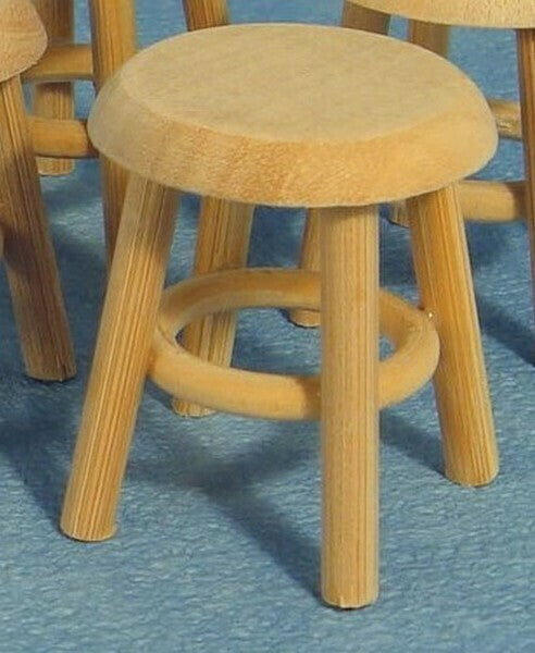 Bare Wood Stool, Dolls House Miniature Furniture