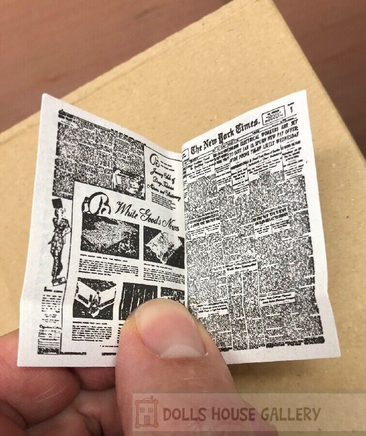 2 Newspapers, Miniature Dolls House, 1.12 Scale Accessory
