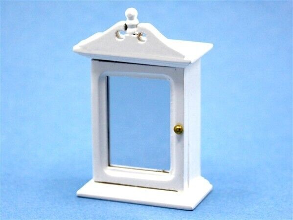 White Wall Cabinet With Mirror, Bathroom Miniature Furniture, Dolls House.