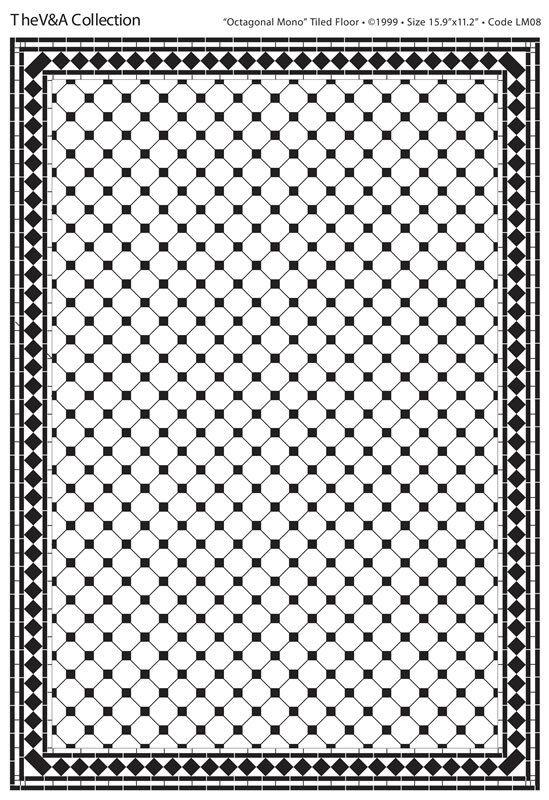 Octagonal mono tiled floor, dolls house miniature, flooring