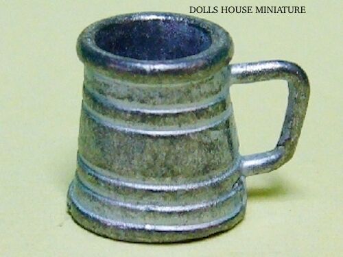 Pewter Beer Tankard, Doll House Miniature Kitchen, Pub Accessory 1.12th Scale
