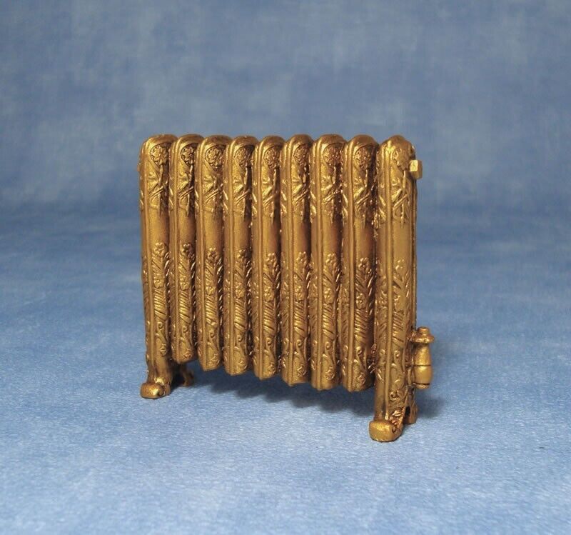 Column Radiator Antique Gold, Dolls House Miniature 1.12 Scale