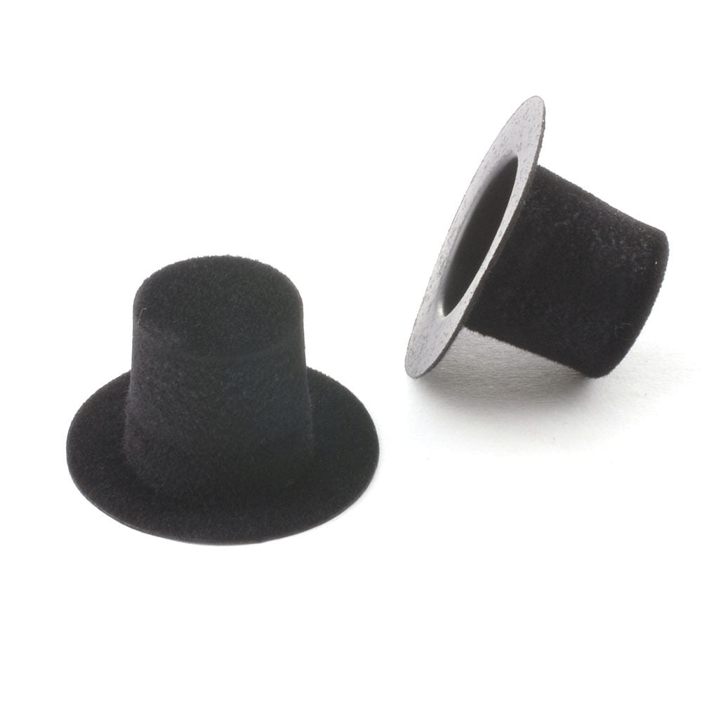 Two Black Top Hats, Dolls House Miniature 1.12 Scale