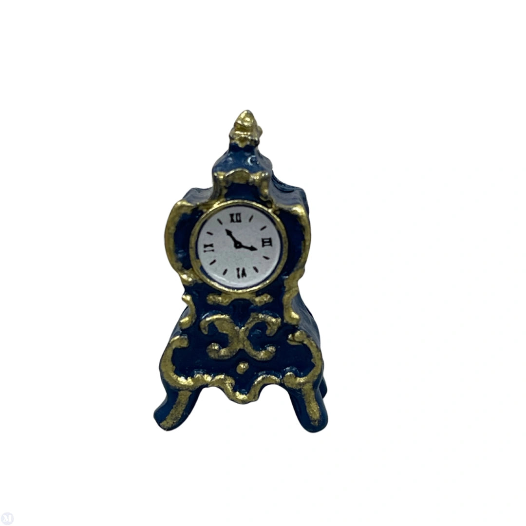 Blue Mantel Clock, Dolls House Miniatures, 1.12 Scale Mantle