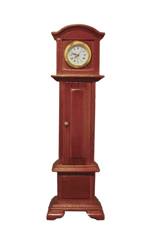 Working Walnut Grandfather Clock, Dolls House Miniature, 1.12 Scale,