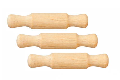 3 Small Rolling Pins, Dolls House Miniature, Kitchen Accessory, Cooking Utensils