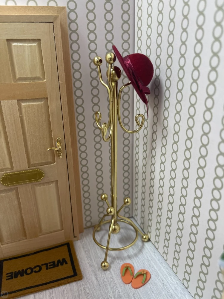 Golden Coat Rack, Hall Accessory, Hat Stand Dolls House Miniature