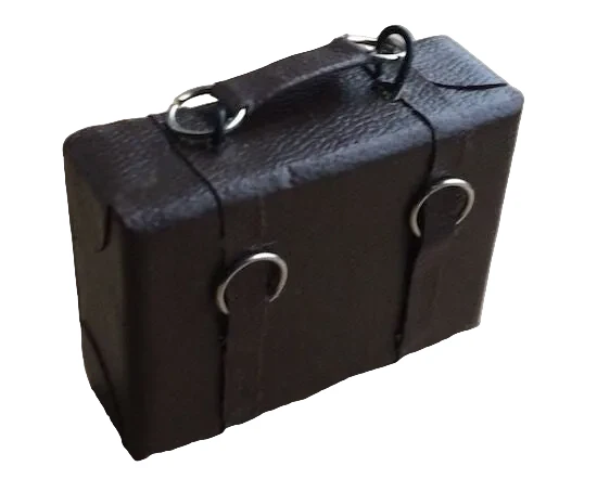 Medium Suitcase in Brown, Dolls House Miniature Dolls Accessory 1.12 Scale
