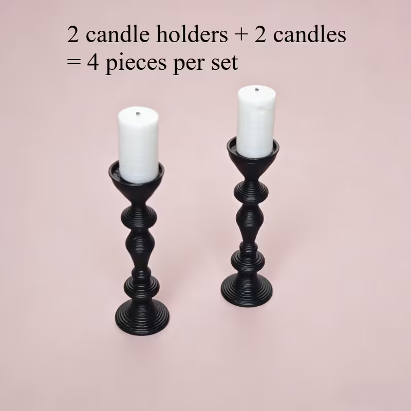 Black Candlesticks, Dolls House Miniatures, Room Accessory, Church, Victorian