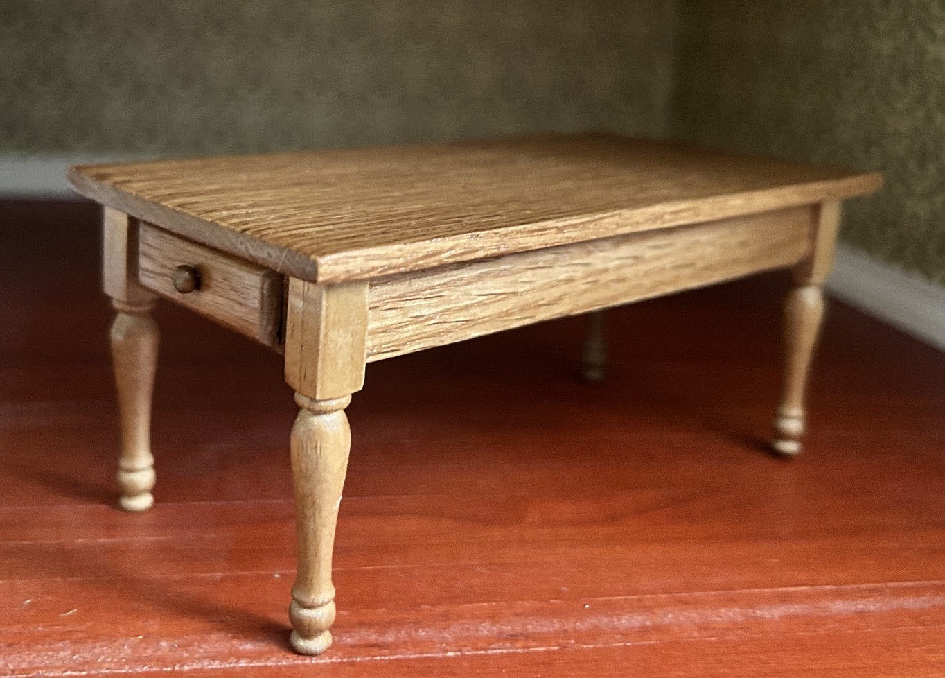 Oak Table With Drawer, Dolls House Miniatures, 1.12 Scale Furniture, Kitchen
