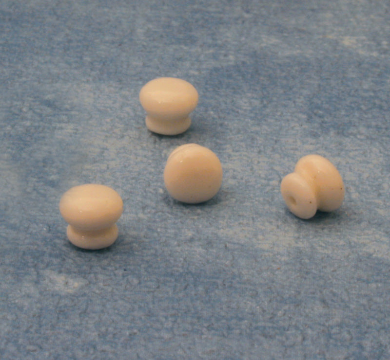 White Porcelain Door Knob Set of 4, Dolls House Miniature, 1/12 Scale, Handle