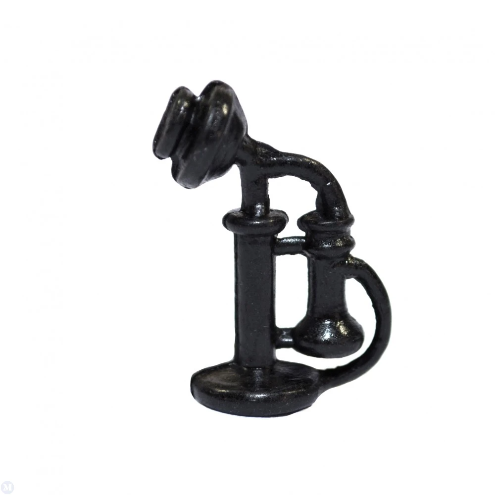 Antique Telephone, Dolls House Miniature Accessory, Black Stick Phone