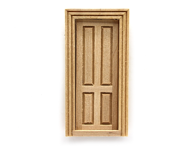 24th Scale Opening 4 Panel Internal Bare Wood Door, Dolls House Miniature, DIY