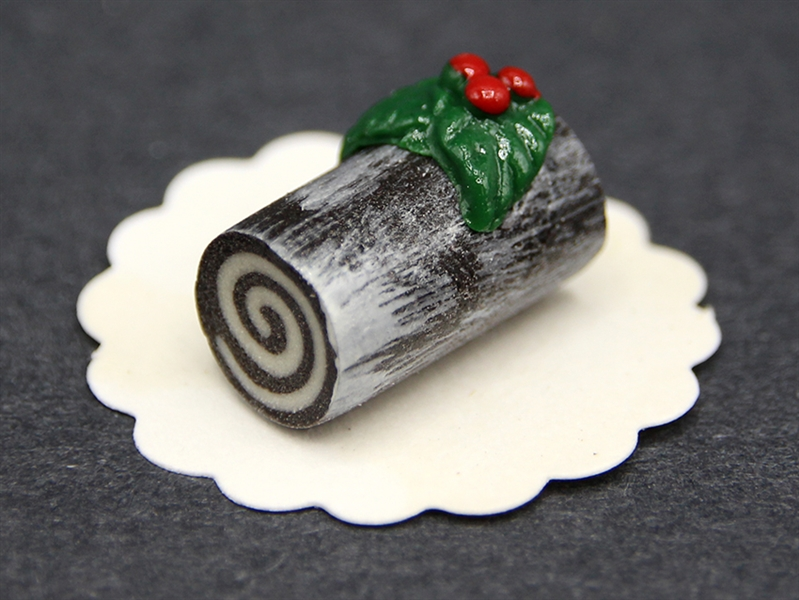 Yule Log, Christmas Cake, Dolls House Miniature Xmas