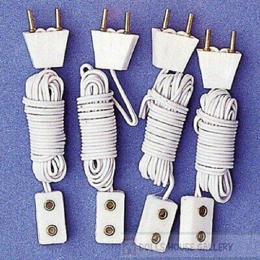 Pack of Four Single Extensions / Sockets, Dolls House Miniature 12v
