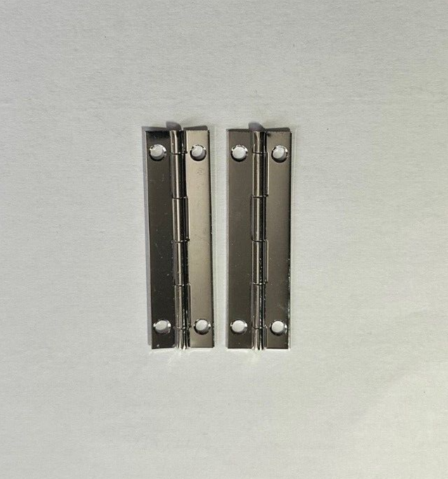 Pair of Silver Butt Hinges 50mm x 15mm, Ideal For Dolls Houses