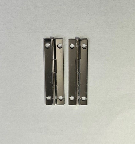 Pair of Silver Butt Hinges 50mm x 15mm, Ideal For Dolls Houses