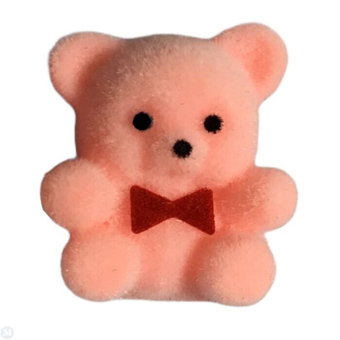 Flocked Pink Teddy Bear, Dolls House Miniature, Nursery 1.12 Scale