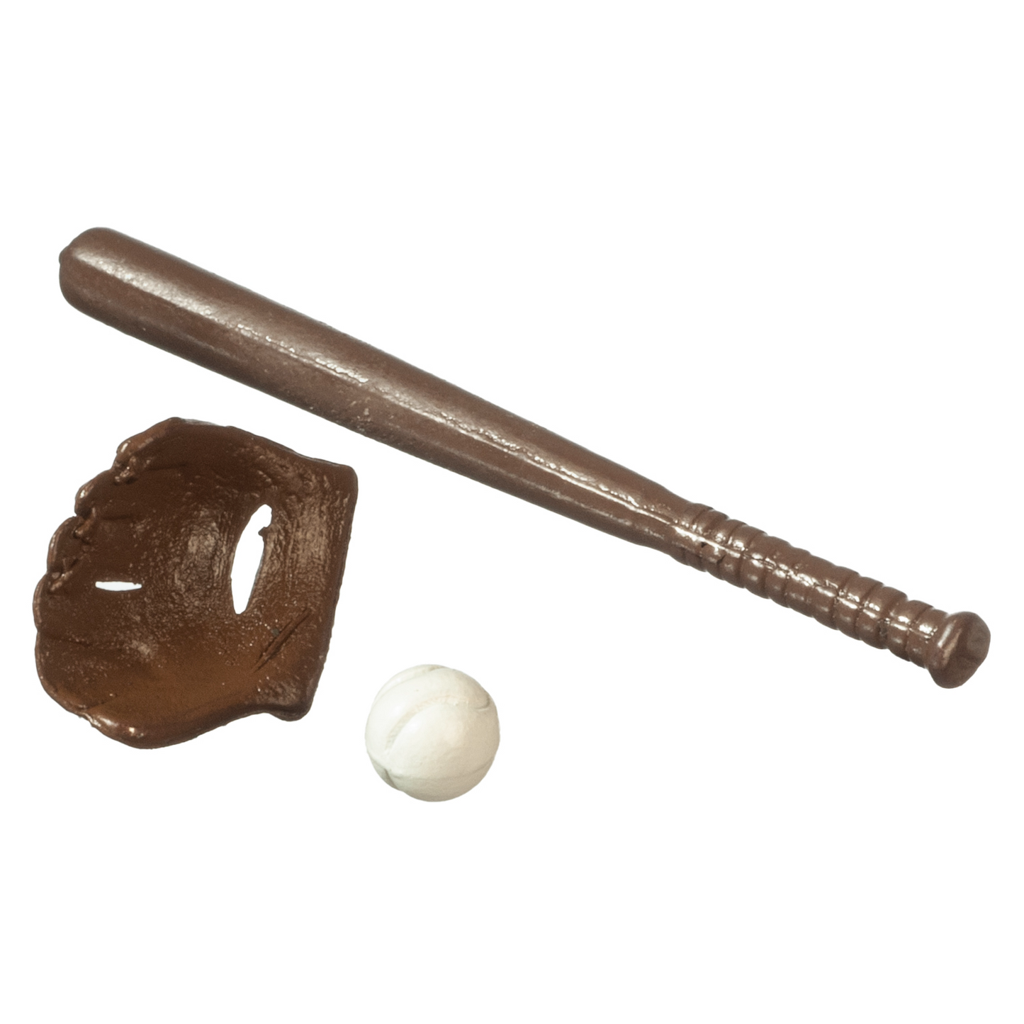 Metal Baseball Bat, Ball & Mitt, Dolls House Miniature Sport Accessory