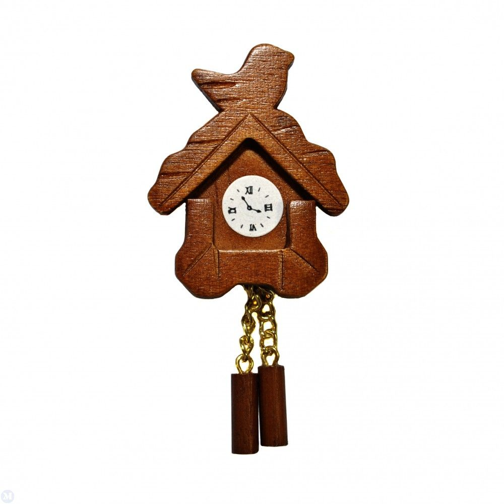 Wooden Cuckoo Clock, Doll House Miniatures, 1.12 Scale Accessory, Wall Decor 2"