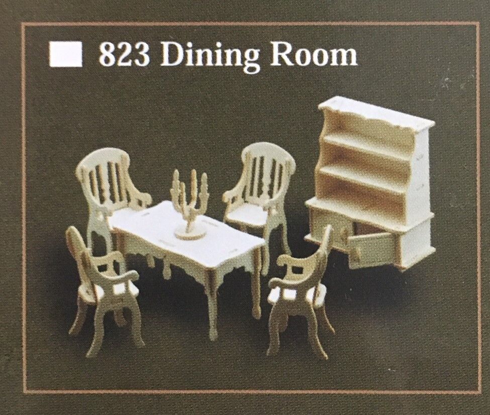 1/12th Scale Dining Room Furniture Set, Dolls House Miniatures, UK