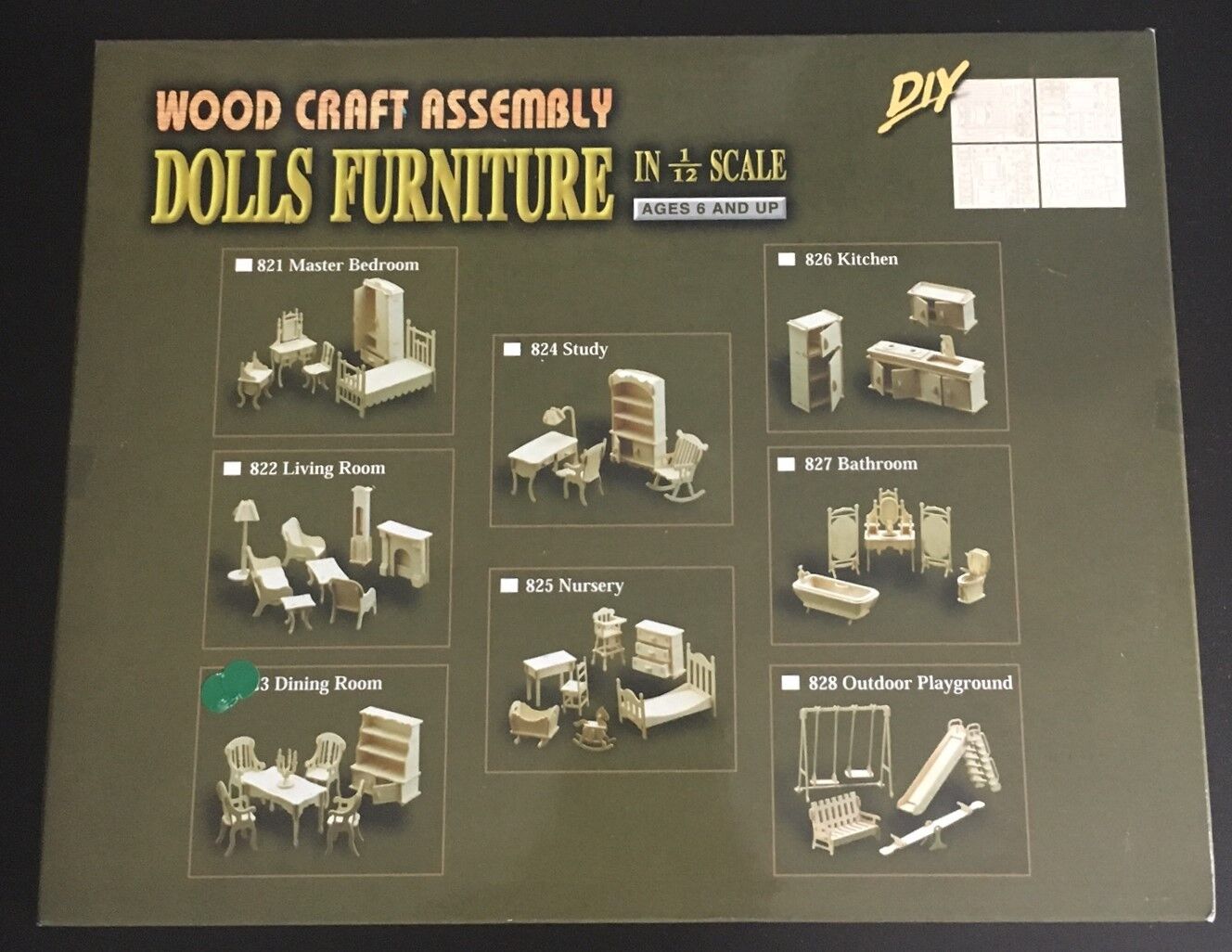 1/12th Scale Dining Room Furniture Set, Dolls House Miniatures, UK
