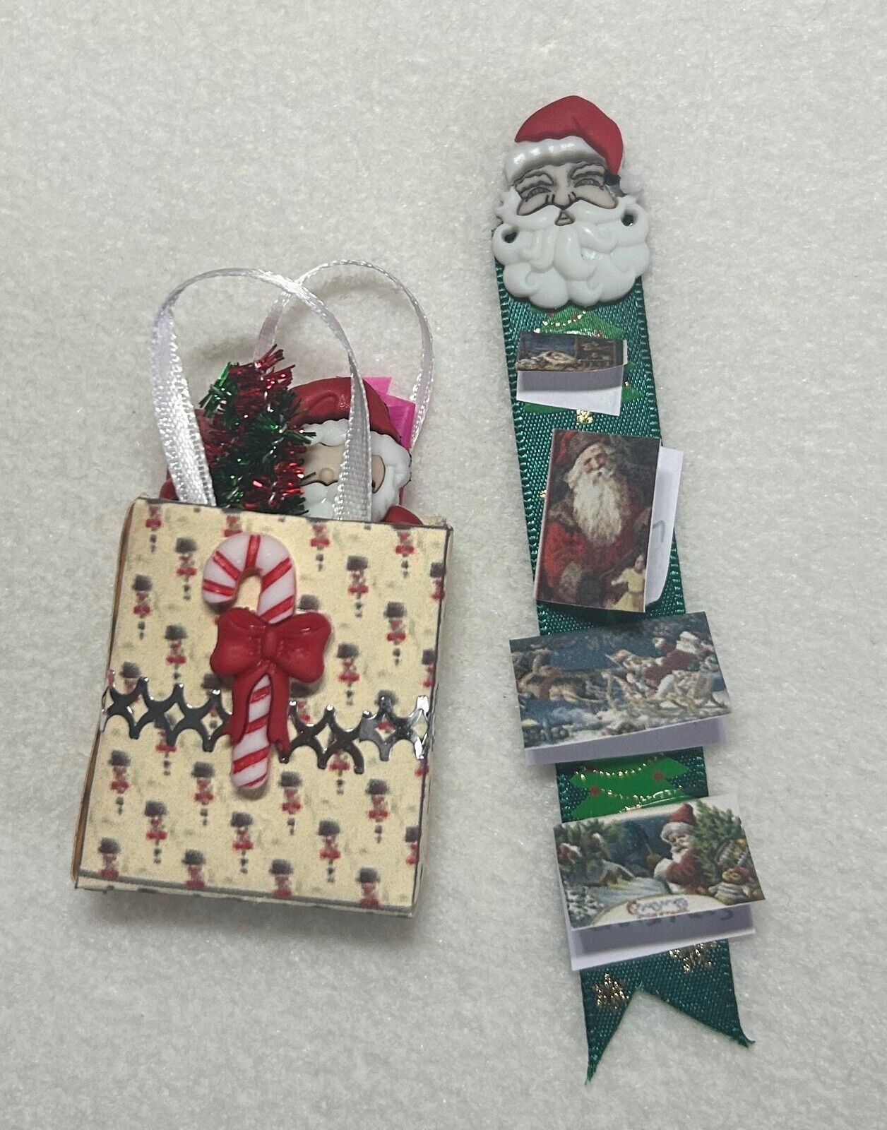 Handmade Christmas Bag & Card Display, Doll House Miniatures, Xmas 1.12th
