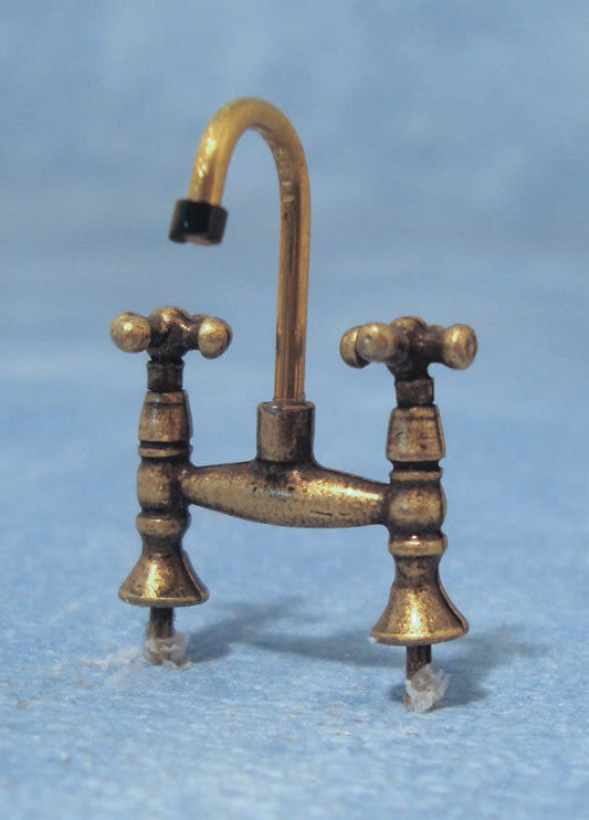Antique Brass Mixer Tap, Dolls House Miniatures, D.I.Y Fixtures & Fittings