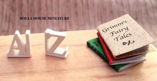 A & Z Bookends & Three Books, Miniature Dolls House Accessory