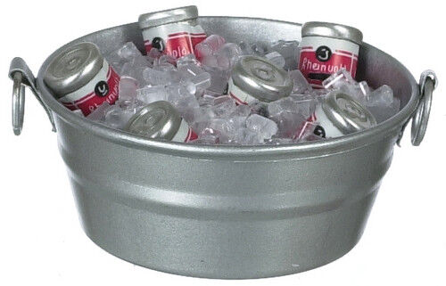 Tub With Beers & Ice, Miniature Dolls House Accessory, 1:12 Scale