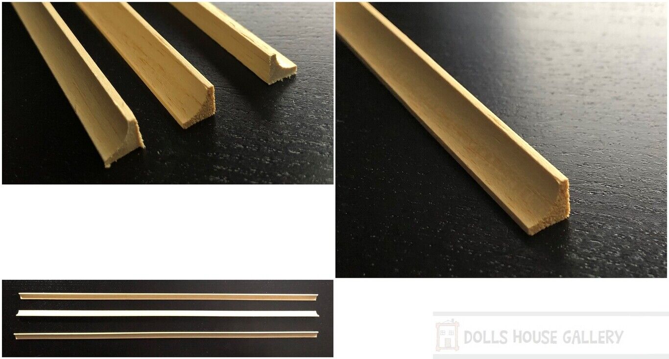 3 Lengths Of Coving 43cm, Dolls House Miniature, 1.12 Scale