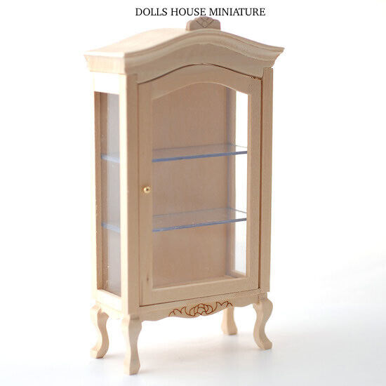 Plain Wood Display Cabinet with Opening Door, Doll House Miniatures