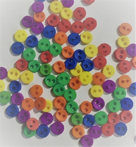 Sew Through Buttons 3mm Primary Multi Colours, Approx. 50 Pack, Miniature
