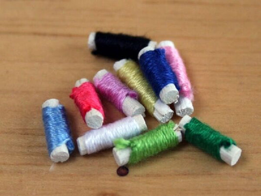Reels of Cotton, Dolls House Miniature Sewing Room 1/12 Scale