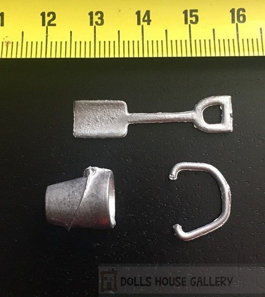 Pewter Seaside Bucket & Spade, Dolls House Miniature,