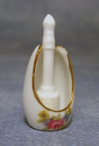 Toilet Brush With Floral Pattern or Plain White, Doll House Miniatures, 1.12th
