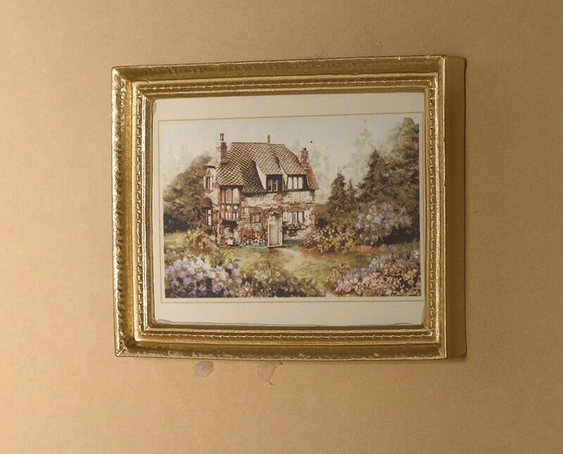 Country House Framed Picture, Dolls House Miniature Wall Decor