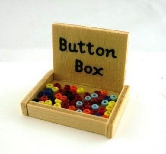 Box Of Buttons, Dolls House, Miniature, Sewing Room 1/12 Scale