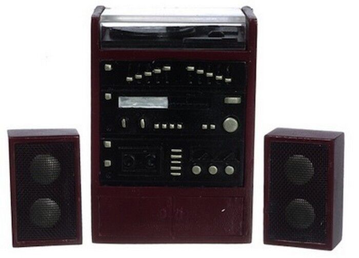 Stereo Unit with Speakers, Dolls House Miniatures, Hi-Fi 1,12 Scale Music Player