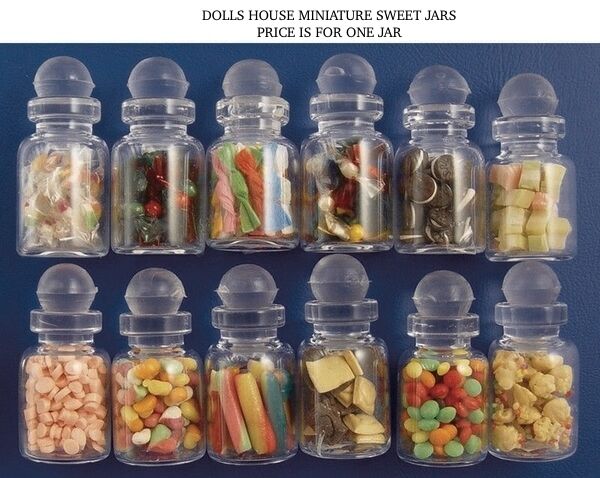 One Filled Glass Sweet Jars Choice of Twelve, Doll House Miniatures Sweets