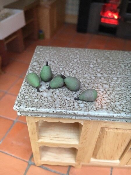 5 Handmade Pears, Dolls House Miniature Food. 1:12 Scale, Handmade
