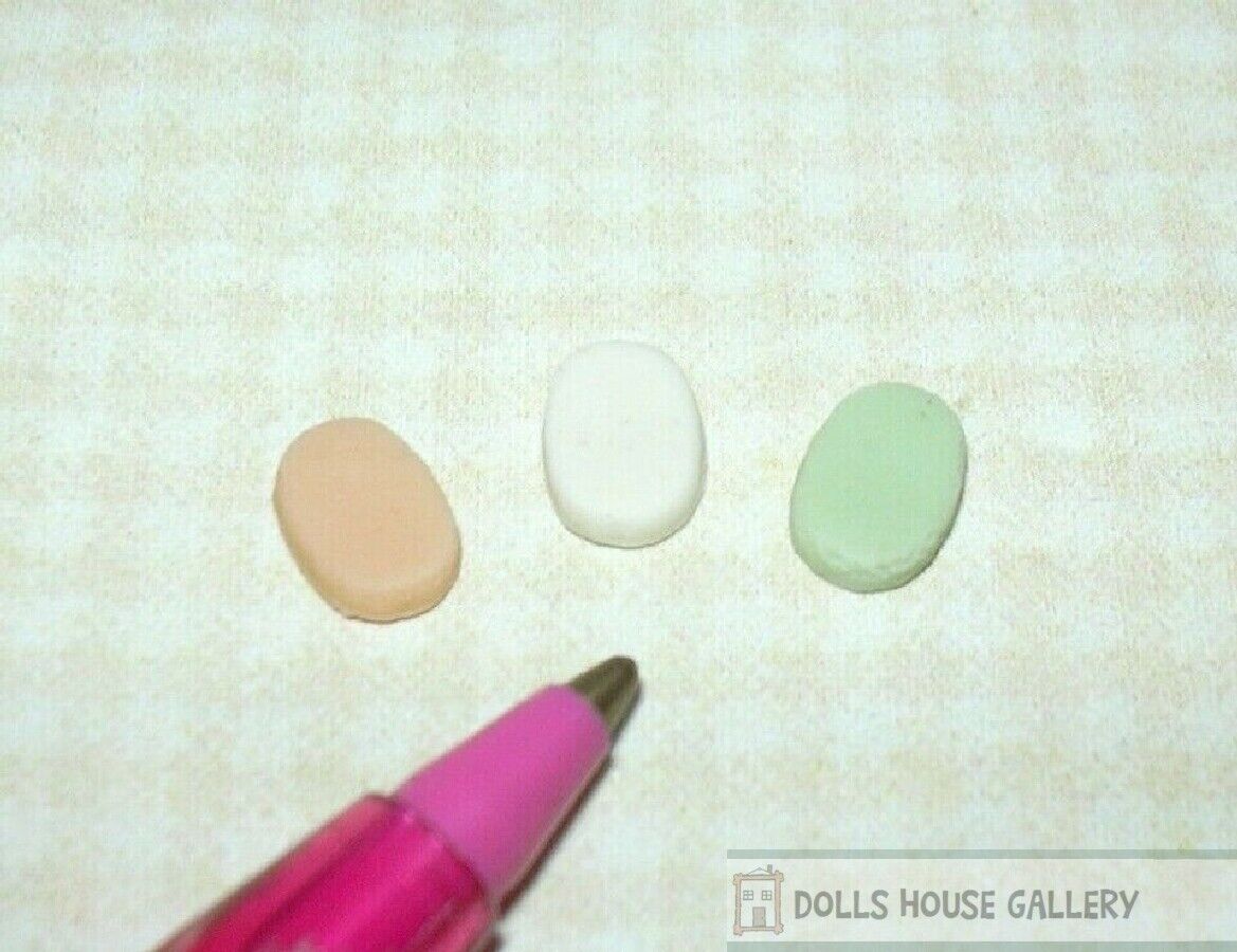 3 Bars Of Oval Pastel Soap, Dolls House Miniatures Bathroom Accessory 1.12 Scale