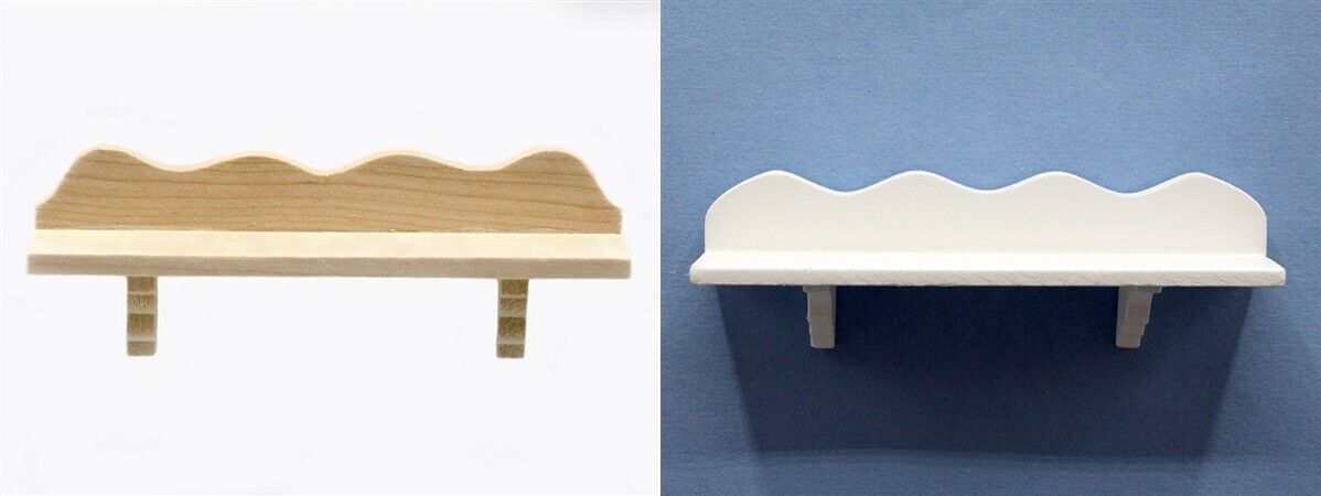 Wall Shelf Two Options Of Colour, Dolls House Miniature, White Or Bare Wood
