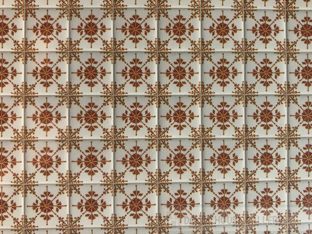 Laminated Tile Sheet Flooring Brown & White, Dolls House Miniature, DIY