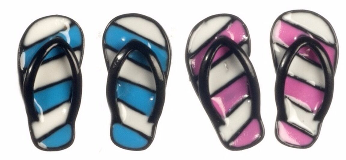 Flip Flops Blue Or Pink , Dolls House Miniature dolls & Clothing Beach Seaside